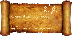 Klementis János névjegykártya